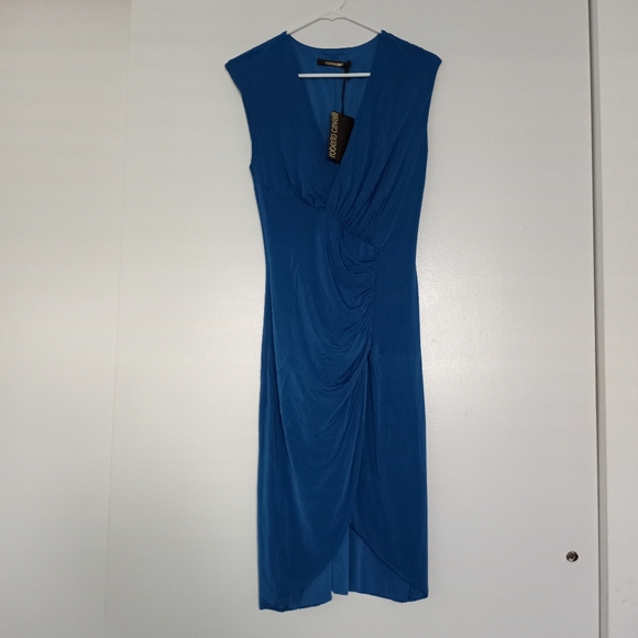 NWT Roberto Cavalli Blue Ruched Bodycon Dress - Picture 3 of 13